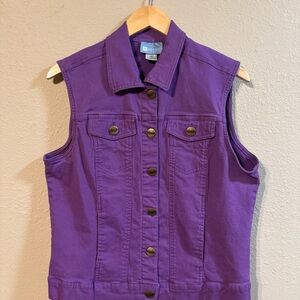 14P Koret womens NEW purple vest pockets western boho hippie punk snap